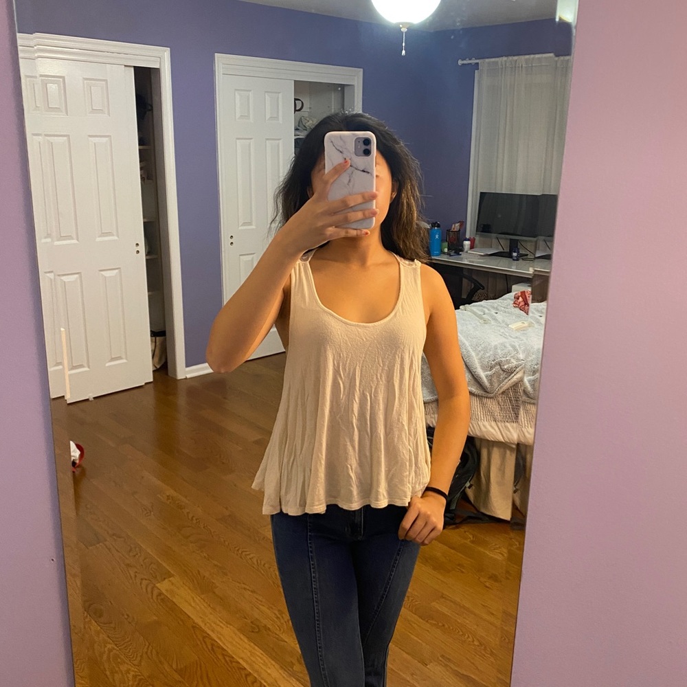 NWOT cream vintage open back tank